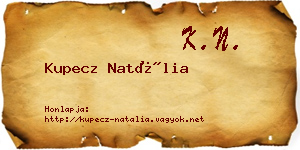 Kupecz Natália névjegykártya